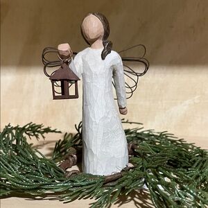 Elegant Angel Figurine with Lantern - White